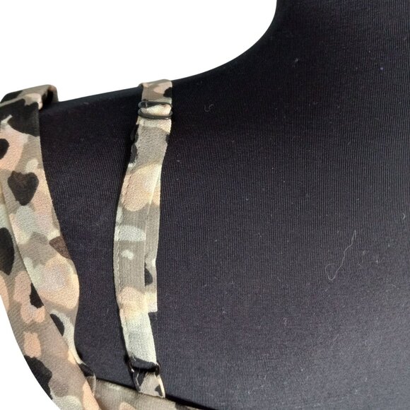 Cabi Size S Tank Top Camouflage Print Tiered Cold Shoulder Pleated Sheer 5360 - Picture 6 of 11